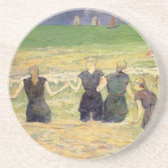 Kvinnor badande Dieppe av Paul Gauguin Underlägg Sandsten (Framsidan)