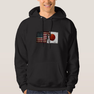 Kvinnor Bågskytte Usa Japan Flagga Grunge Distress Hoodie
