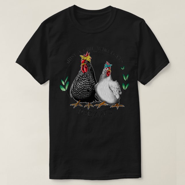 Kvinnor bara en flicka som Kärlek Peckers Funny Wo T Shirt (Design framsida)