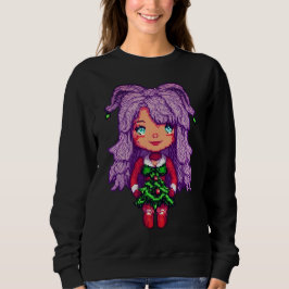 Kvinnor basic sweatshirt lila hår flicka t shirt