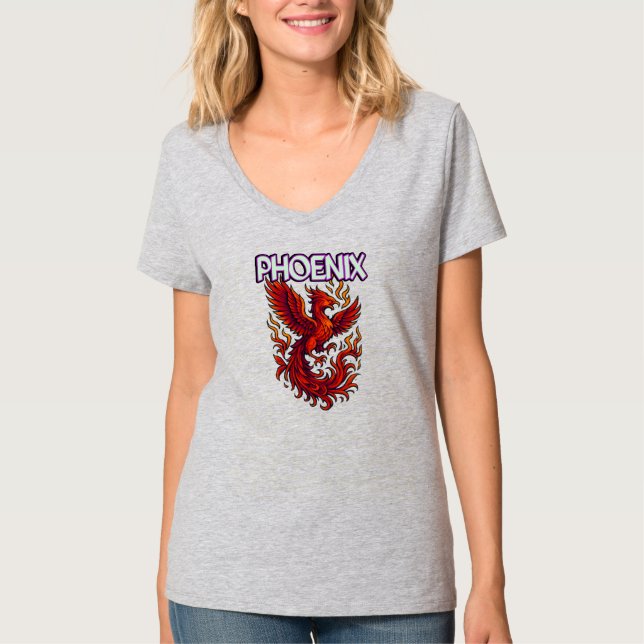 Kvinnor Basic V-ringad T-shirt (Framsida)
