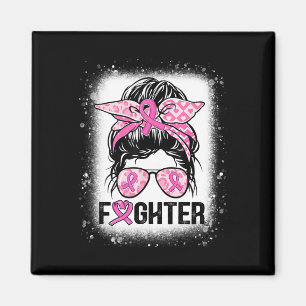 Kvinnor bekämpar Messy Bun Breast Cancer Awareness Magnet