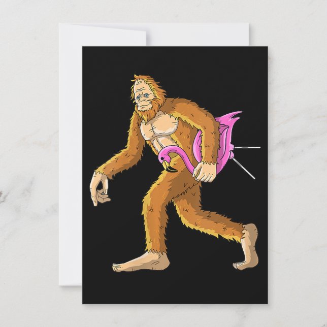 KVINNOR Bigfoot with Flamingo Animal Costume Gift Inbjudningar (Framsida)