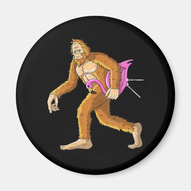 KVINNOR Bigfoot with Flamingo Animal Costume Gift Magnet (Framsidan)