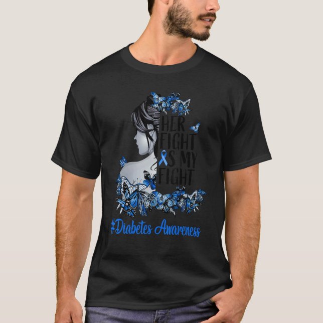 Kvinnor Blå bensin, fjäril typ 1-diabetes T Shirt (Framsida)