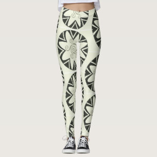 KVINNOR BLACK N GRÅTT SWIRL LAGAR LEGGINGS