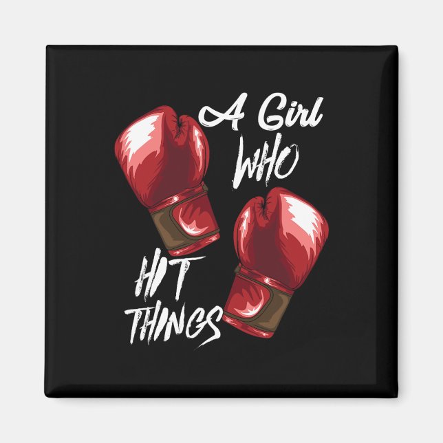 Kvinnor Boxning Kickboxning En Tjej Som Slår Ting  Magnet (Framsidan)