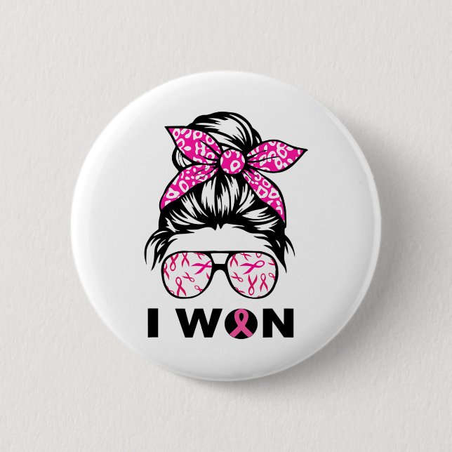 Kvinnor Breast Cancer Awareness Leopard Retro I Wo Knapp (Framsida)