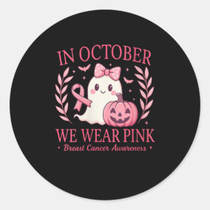 Kvinnor bröstcancer kvinnor Halloween i oktober Runt Klistermärke