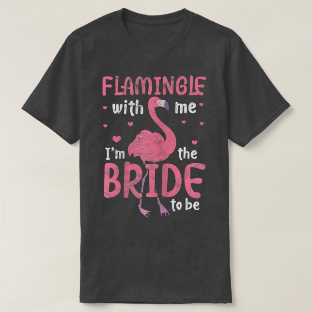 Kvinnor Brud Flamingo Bröllop Henpartaj Vi T Shirt (Design framsida)