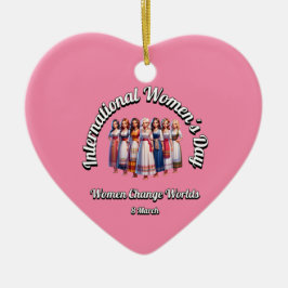 Kvinnor byter värld. Internationell kvinnodag. Julgransprydnad Keramik