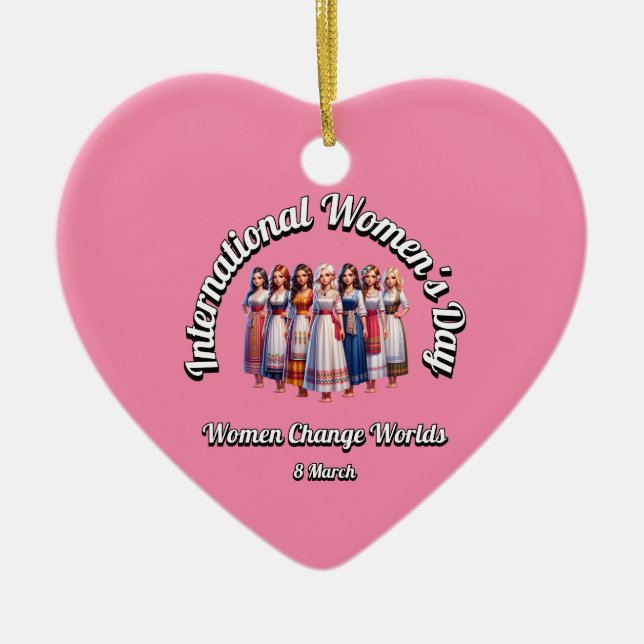 Kvinnor byter värld. Internationell kvinnodag. Julgransprydnad Keramik (Framsidan)