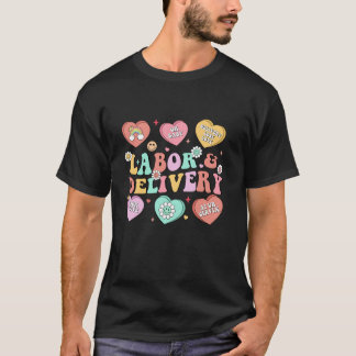 Kvinnor Candy Heart Labor and Delivery Nurse Valen T Shirt