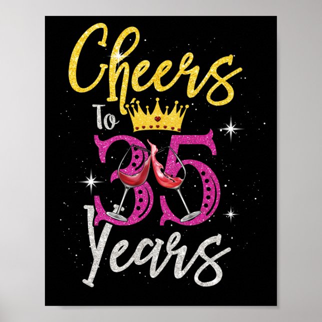 Kvinnor Cheers till 35 år 1987 35e Birthday Poster (Framsidan)