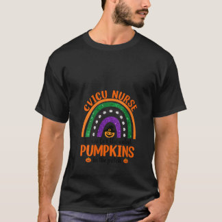 Kvinnor CVICU Nurse Rainbow Cutest Pumpkins Funny  T Shirt