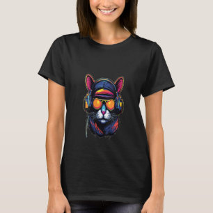 Kvinnor Cyberpunk Dj Katt Musik Älskare Techno T Shirt