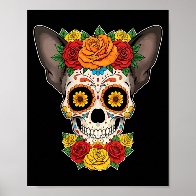 Kvinnor Dag Av Själarnas Döda Dag Sugarskull Hund Poster (Framsidan)