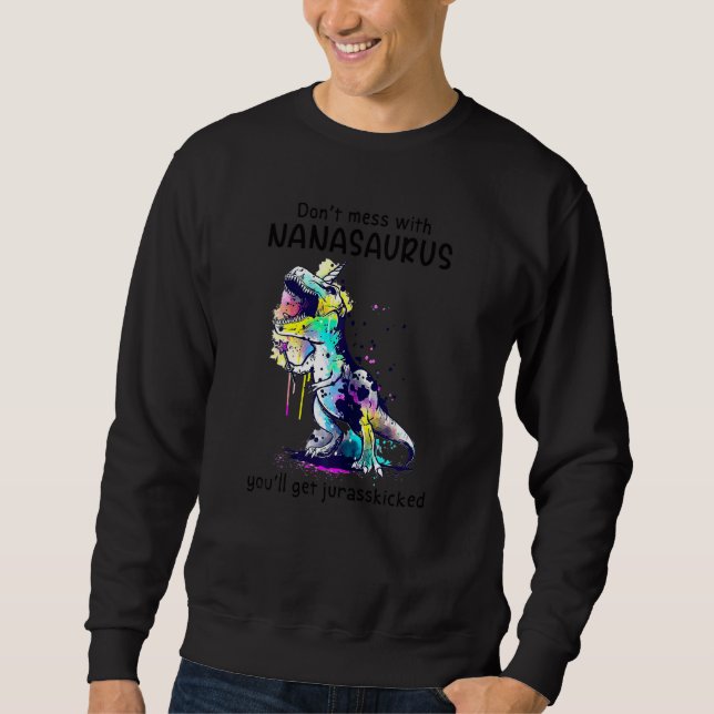 Kvinnor Dinosaurie Rör Inte Nanasaurus Mor Lång Ärmad Tröja (Framsida)