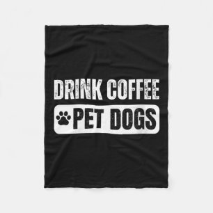 Kvinnor dricker kaffe & smeker hundar Rolig hu Fleecefilt