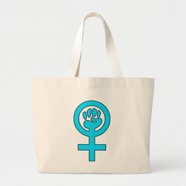 Kvinnor driver feministiskt symbol jumbo tygkasse (Framsidan)