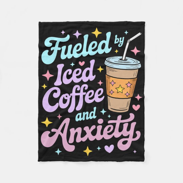 Kvinnor Drivna Av Isträffkaffe Och Ångest Mental H Fleecefilt (Framsidan)