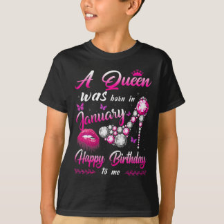 Kvinnor En Drottning Föddes I Januari Grattis På F T Shirt