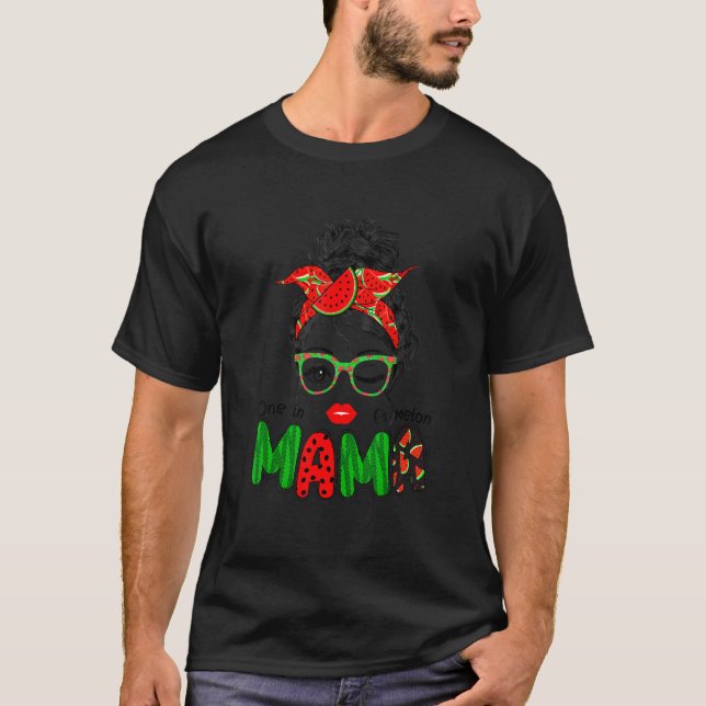 Kvinnor en i Melon Mamma Messy Bun Watermelon Su T Shirt (Framsida)