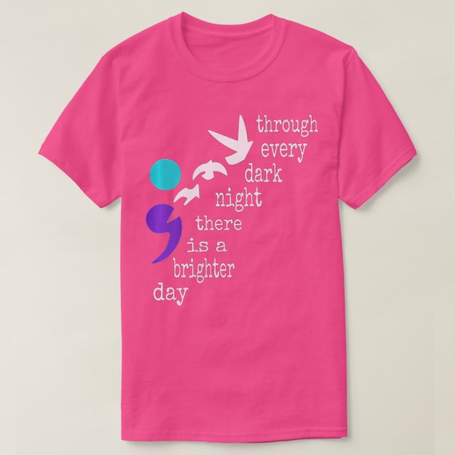 Kvinnor Fåglar Semicolon Gift Suicide Prevention A T Shirt (Design framsida)