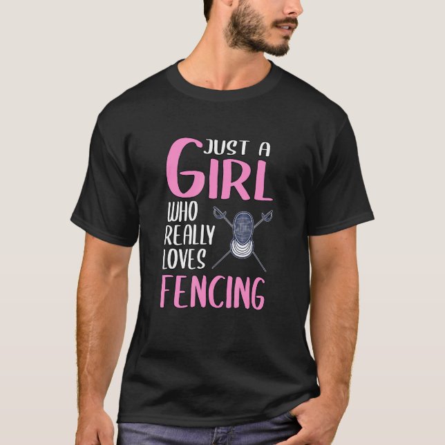 Kvinnor Fencer är bara en flicka som Verkligen Kär T Shirt (Framsida)