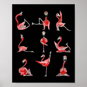 Kvinnor Flamingo Gör Yoga Pose Meditation Män Kvin Poster