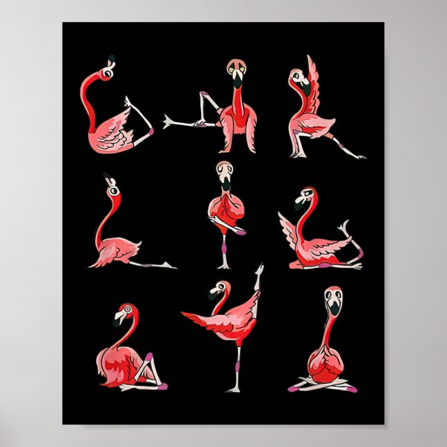 Kvinnor Flamingo Gör Yoga Pose Meditation Män Kvin Poster (Framsidan)
