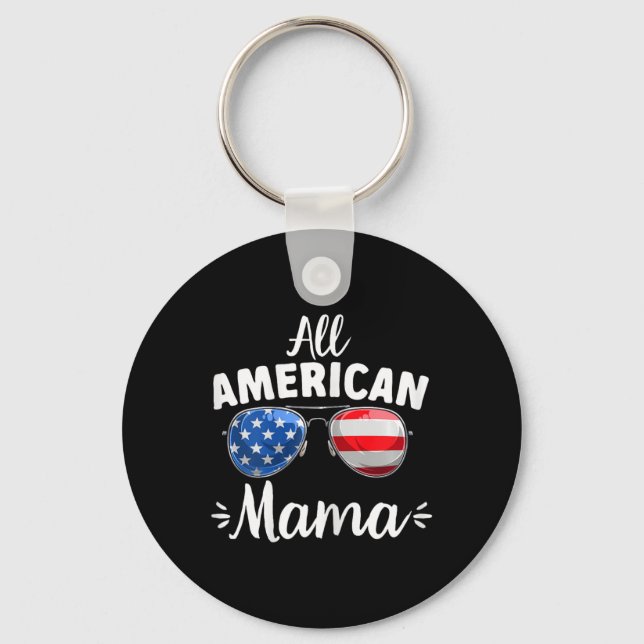 Kvinnor Flickor All Amerikansk Mamma 4:e Juli  Nyckelring (Framsida)