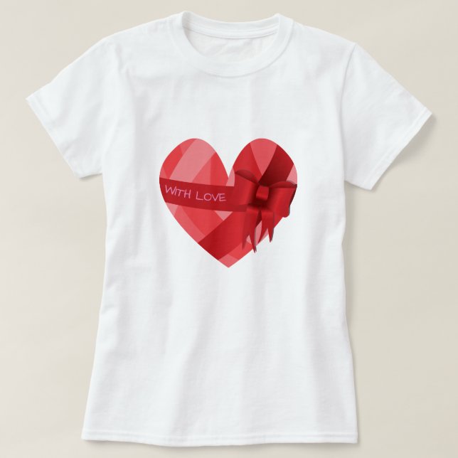 Kvinnor flickor Alla hjärtans T-Shirt Red Heart Kä (Design framsida)