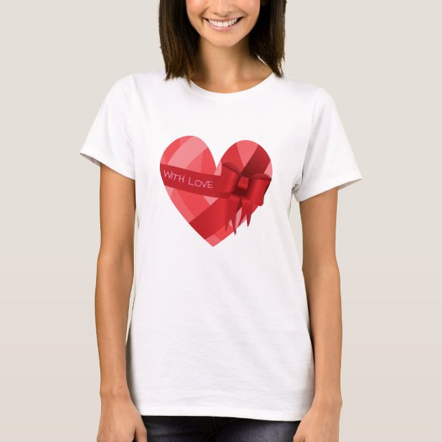 Kvinnor flickor Alla hjärtans T-Shirt Red Heart Kä (Framsida)
