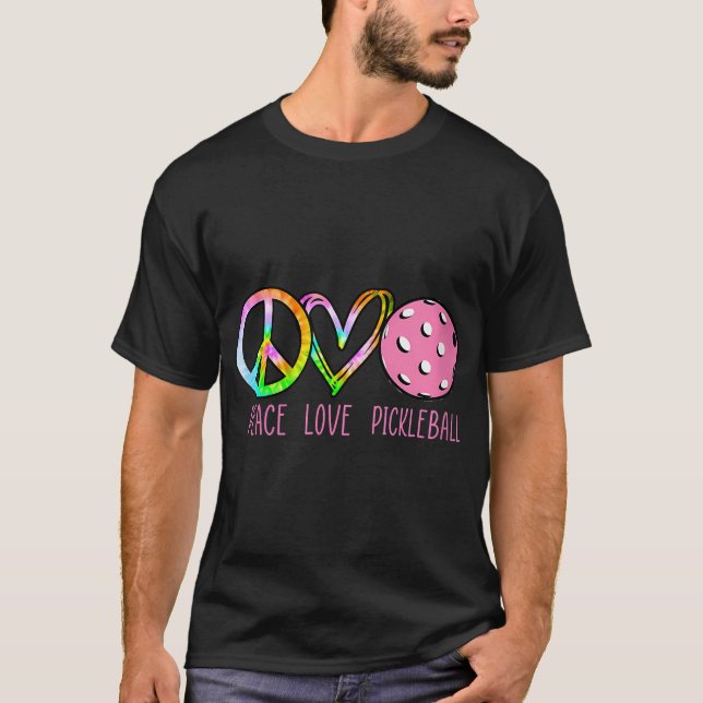 Kvinnor flickor Pickleball Retrött Dam Peace Kärle T Shirt (Framsida)