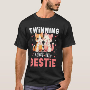 Kvinnor Flickor Tvilling med min bästa vän Cat Bob T Shirt