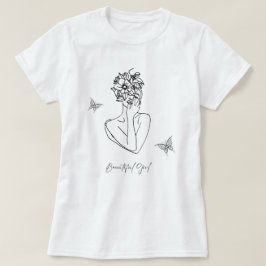 Kvinnor Flower Butterfly Ansikte Porträtt Bevackra T Shirt