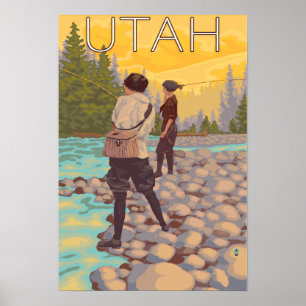Kvinnor flyger FishingUtah Poster