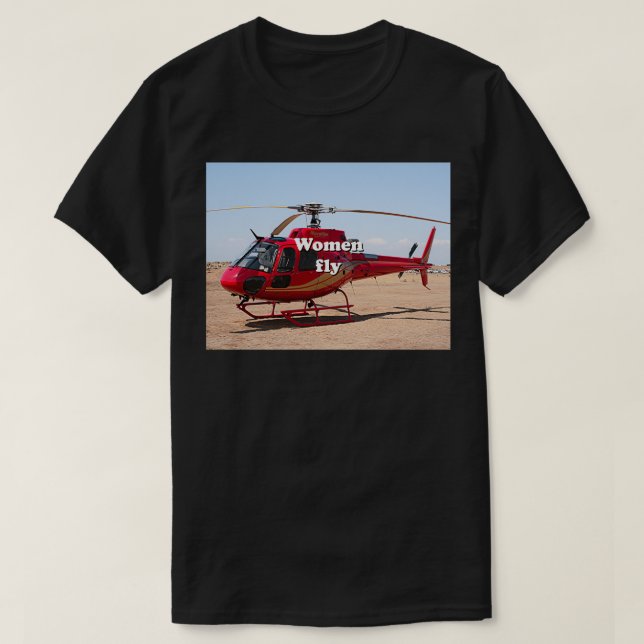 Kvinnor flyger helikopter t shirt (Design framsida)