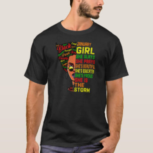 Kvinnor födelsedag Svarta flickor Kvinnor januari T Shirt