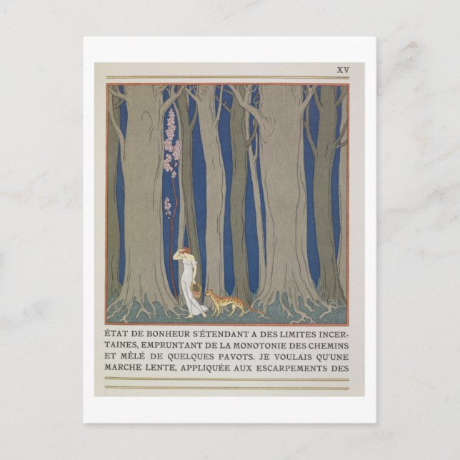 Kvinnor följt av en leopard, illustration från Le  Vykort (Framsida)