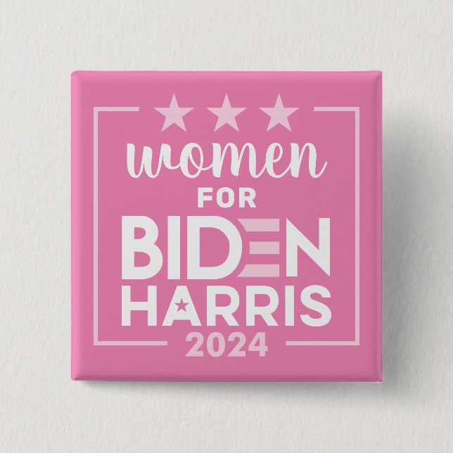 Kvinnor för Biden Harris - 2024 rosa design Knapp (Framsida)