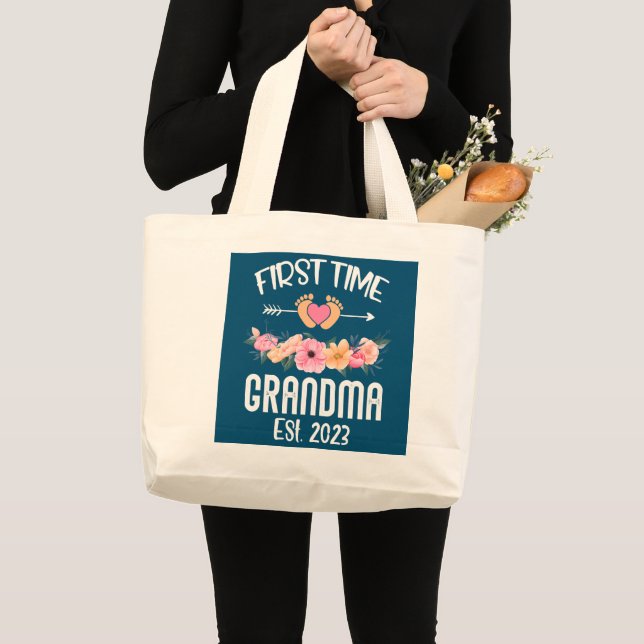 KVINNOR Första gången Grandma Est 2023 New Grandma Jumbo Tygkasse (Framsida (produkt))