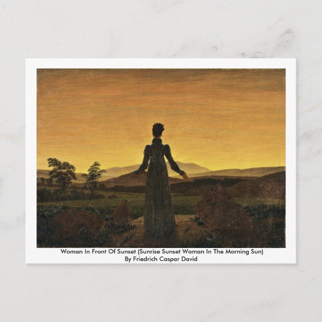 Kvinnor framför solnedgång vykort (Framsida)