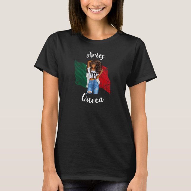 Kvinnor från Afro Aries Queen från Mexiko Zodiac M T Shirt (Framsida)