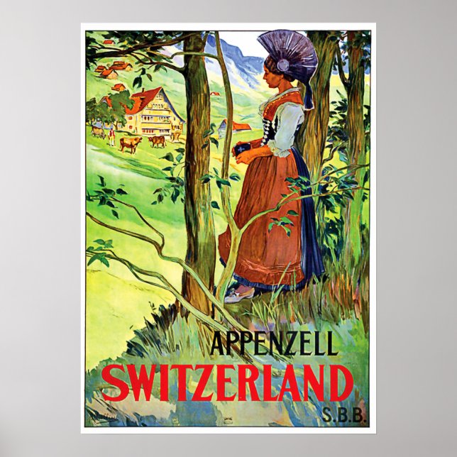 Kvinnor från Appezell, Schweiz Poster (Framsidan)