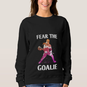 Kvinnor fruktar Goalie Lacrosse Stick & Helmet Wom T Shirt