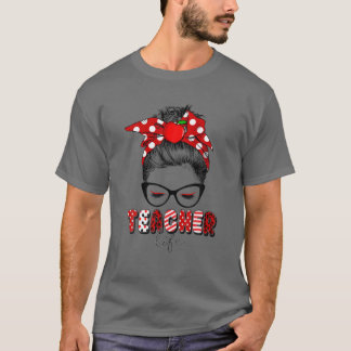 Kvinnor Girls Messy Bun Lärare Life Lärare tillbak T Shirt