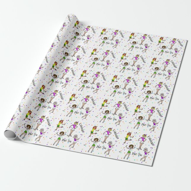 Kvinnor Golfer Celebrate Wrapping Papper Presentpapper (Utrullad)