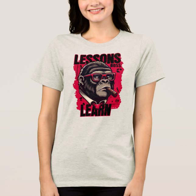 Kvinnor Gorilla Boss Lektioner Lär T-Shirt  (Framsida)